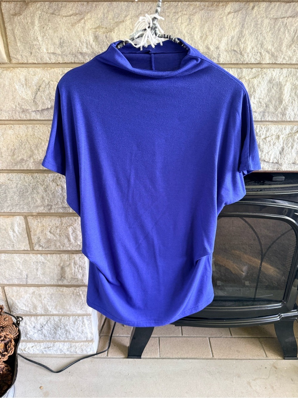*5 for $45* Royal Blue Maternity Short-Sleeve Mock Neck Top M
